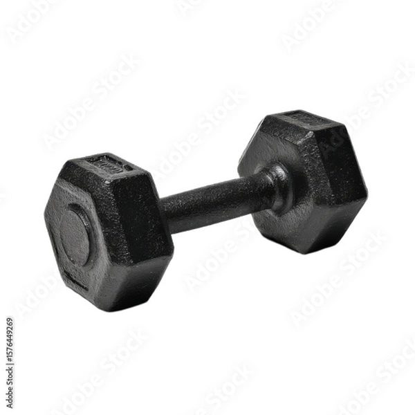 Obraz Black dumbbell with a hexagonal shape