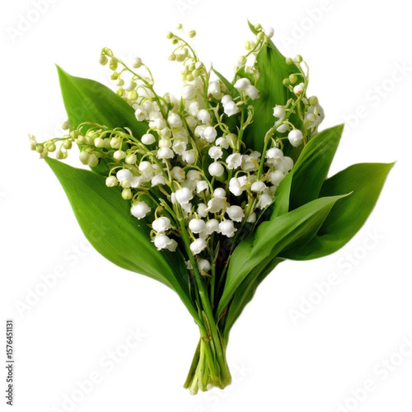 Obraz Bunch of white flowers with green leaves