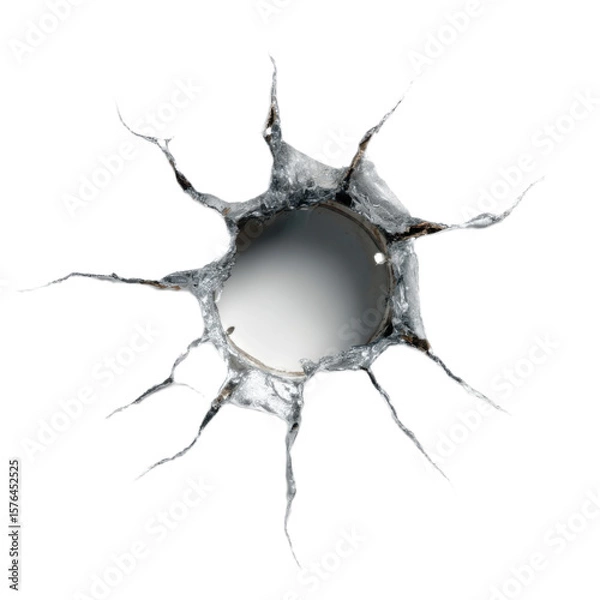 Obraz Hole in a wall with a silver object in the center