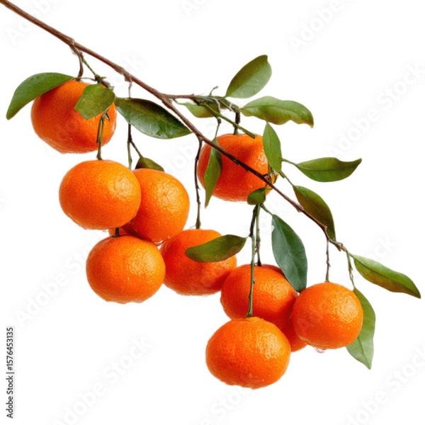 Obraz Bunch of oranges hanging from a tree branch