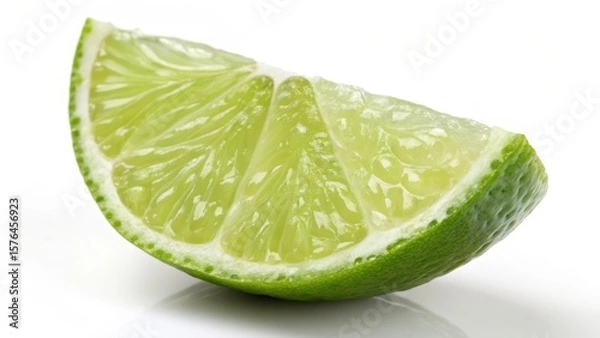 Obraz Fresh juicy lime slice isolated on white background