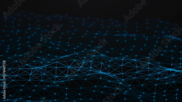 Fototapeta Network connection dots and lines. Technology background. 3d rendering.