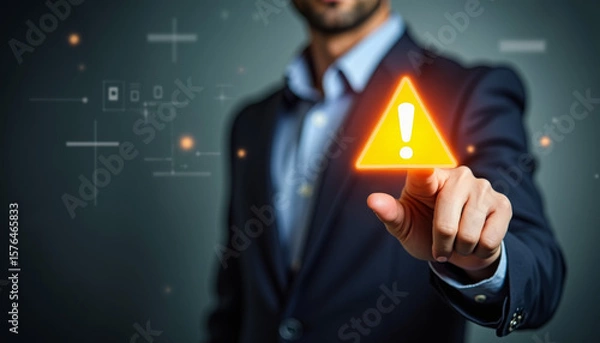 Fototapeta Businessman Interacting with Digital Interface in Modern Office Environment