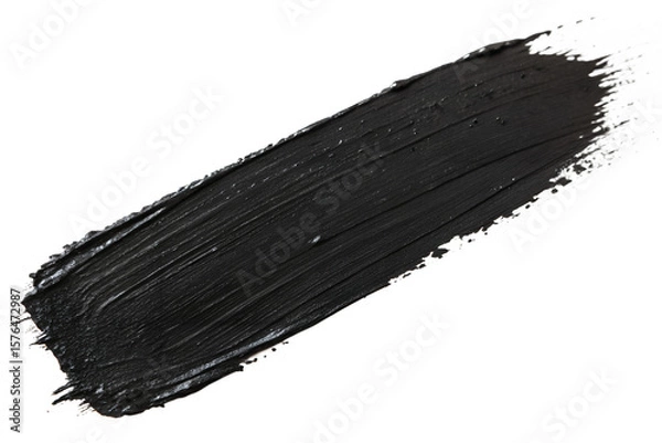Fototapeta Thick black paint stroke with textured edges isolated on transparent background