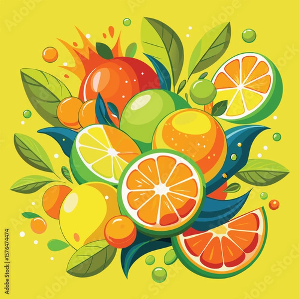 Fototapeta Citrus Juice Explosion Background