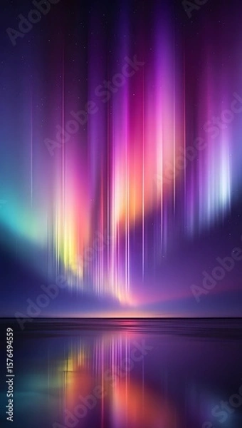Fototapeta Stunning Aurora Borealis Display Over Calm Water Reflection