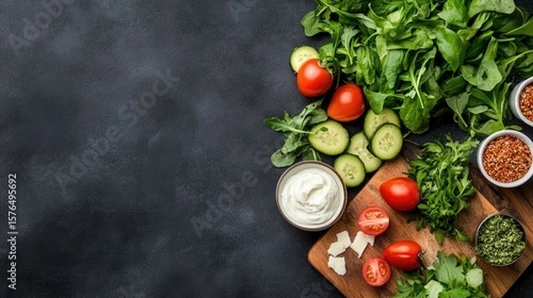 Obraz Assorted fresh vegetables and ingredients for a healthy meal