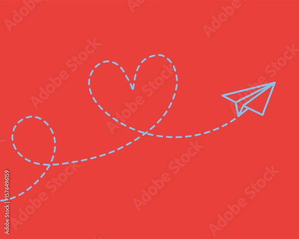 Obraz Dotted heart paper airplane