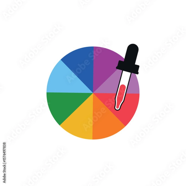 Fototapeta Pipette palette icon. Picker palette tool sign ,Color wheel or color picker circle vector icon for drawing or painting apps and web