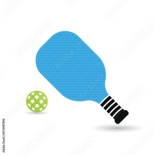 Fototapeta Pickleball paddle and ball vector icon 
