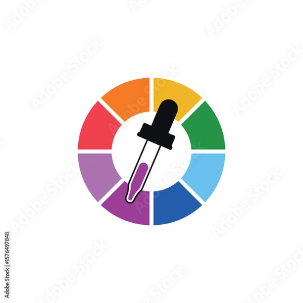 Fototapeta Pipette, Color wheel icon, Color picker circle vector icon for drawing or painting apps and web