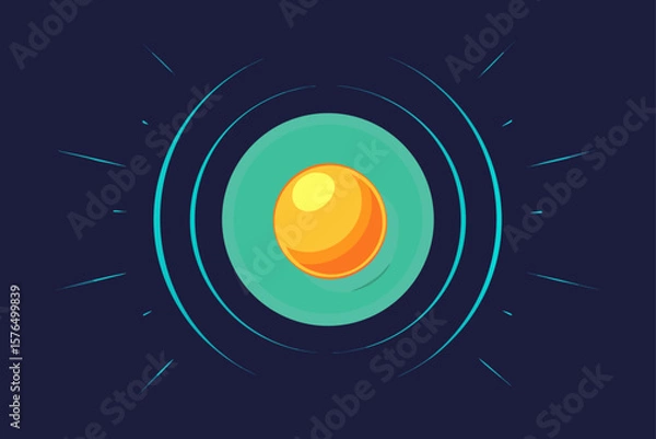 Fototapeta Bright Glowing Orb with Radiating Ripple Lines