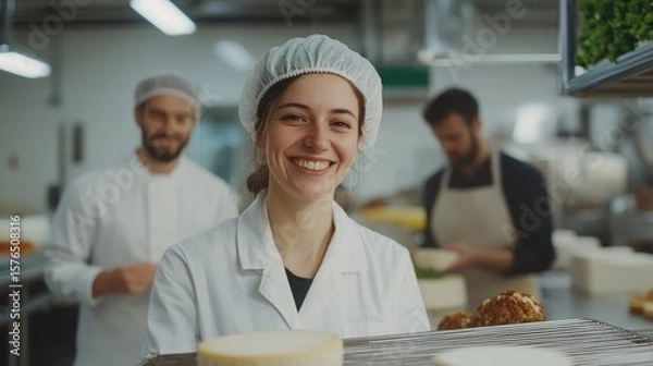 Obraz Cheerful food production worker