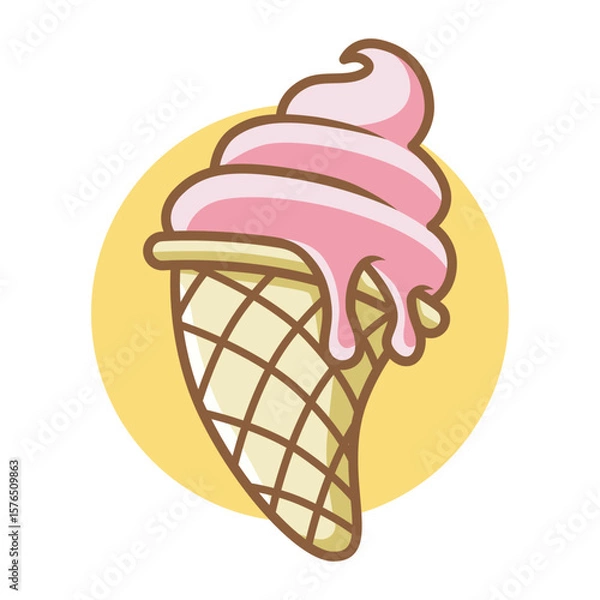 Fototapeta Simple Dancing Ice Cream Vector Illustration in Single Outline.eps