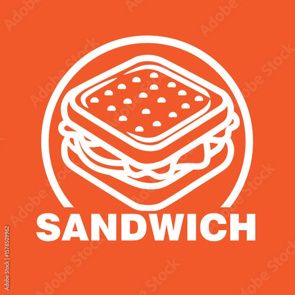 Fototapeta Simple White Bread Sandwich Logo Design Idea in Circle Background.eps