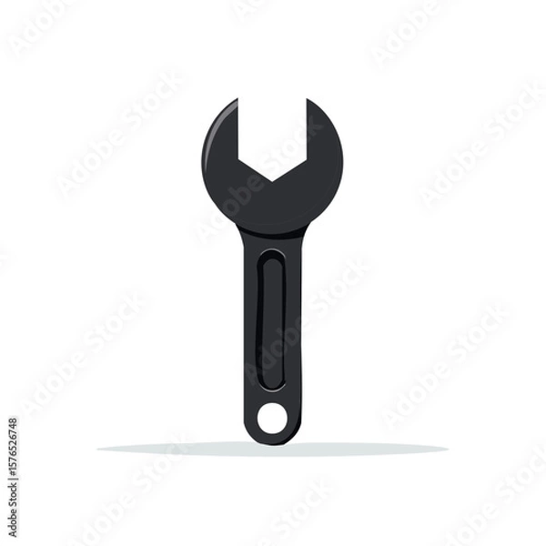 Obraz Black Open End Wrench Isolated on White Background Repair Tool Spanner Simple Still Life