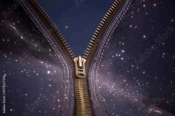 Obraz A zipper opening to reveal the universe inside.