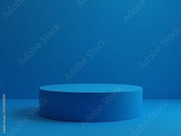 Fototapeta Blue podium stage 3d background of empty space show scene modern studio backdrop presentation display or blank pedestal geometric product stand and dark platform template room on showcase wallpaper.

