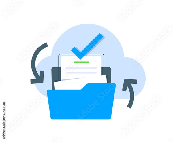 Fototapeta Auto backup file to cloud storage concept,flat design icon vector illustration