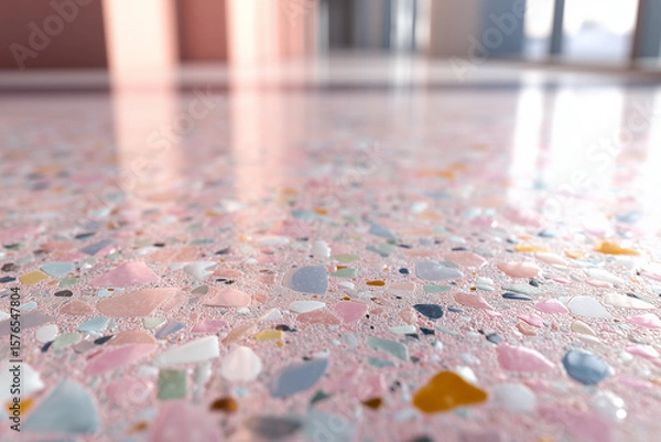 Fototapeta Pastel Terrazzo Stone Floor with Studio Light