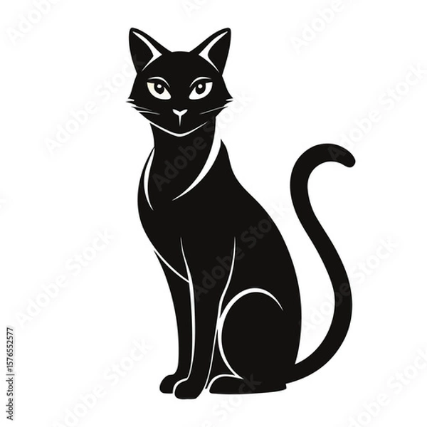 Fototapeta Elegant Cat Silhouette Vector Isolated on White
