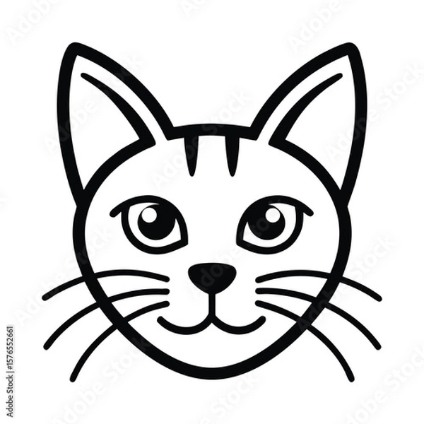 Fototapeta Whiskers and Ears – Cat Face Line Icon