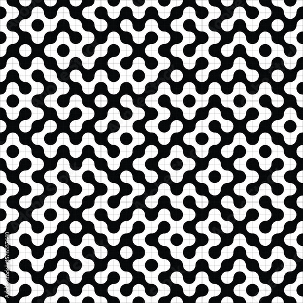 Obraz Black and white seamless geometric rounded shapes pattern creating optical illusion