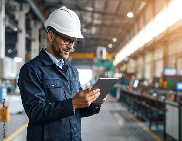 Fototapeta Factory worker using tablet (4)