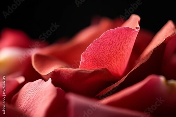 Fototapeta Close-up View of Delicate Red Rose Petals Showcasing Intricate Textures and Vibrant Hues at Daytime