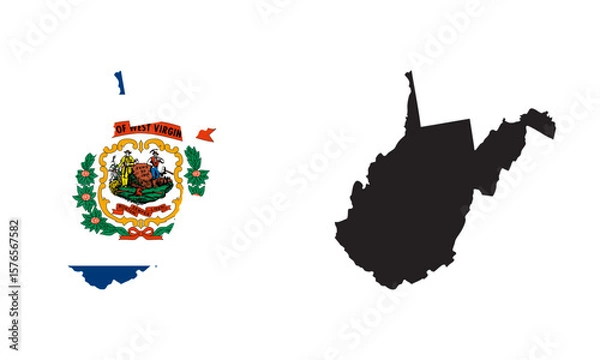 Fototapeta West Virginia state flag map