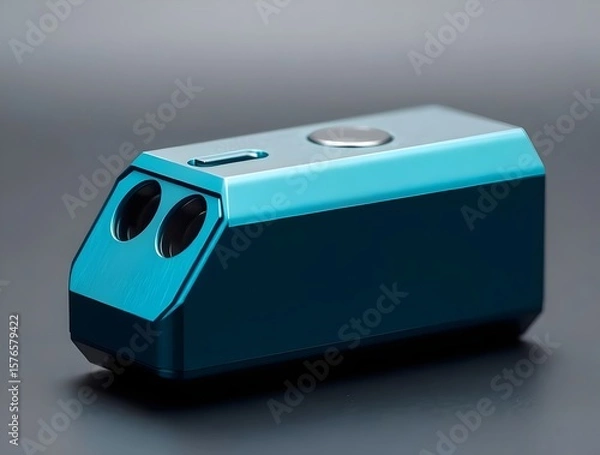 Fototapeta Teal Anodized Aluminum Enclosure:  Compact Electronic Device Housing, Custom Machined Case, Industrial Design