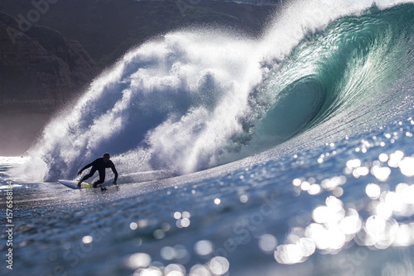 Obraz surfer riding a wave
