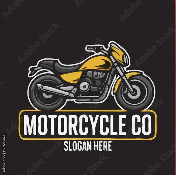 Fototapeta  bold retro-style motorcycle logos, each in a badge design, perfect for biker brands or garages.

