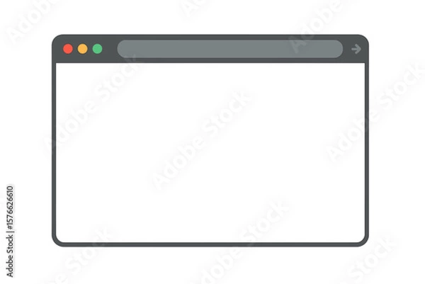 Obraz Simple internet browser window template. Web page screen mockup with blank space. Website UI/UX interface frame. Flat design vector isolated on transparent background.