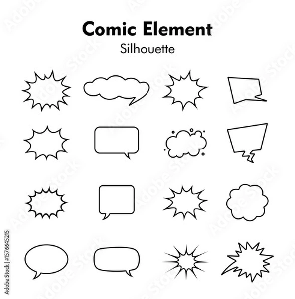Fototapeta Hand-drawn cartoon speech bubbles set with various talk and thought communication icons for messages and dialog design
