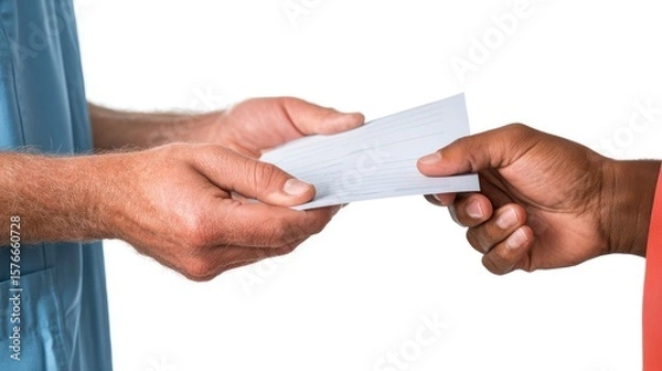 Fototapeta Medical professionals exchanging a document