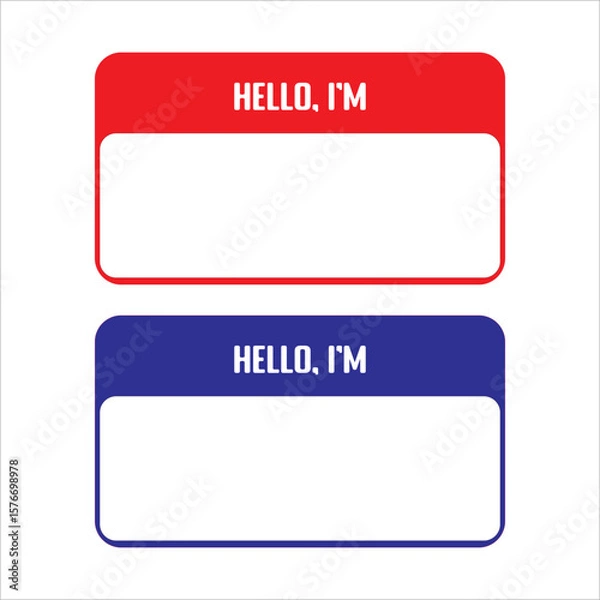 Fototapeta Red and Blue Blank Name Tags for Identification Purposes