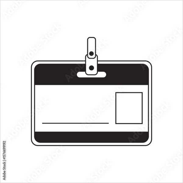 Fototapeta ID Badge Clean and clear vector illustration of a simple black and white ID badge design,