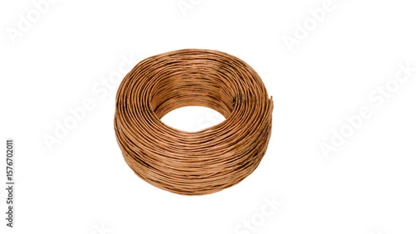 Fototapeta 3D Render a coil of copper wire on a white background