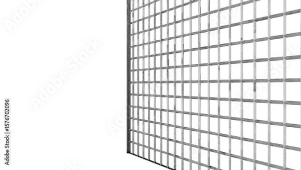 Fototapeta 3D Render a metal fence with a white background