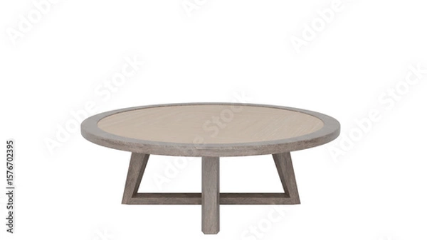 Fototapeta 3D Render a wooden table with a round top and a wooden base