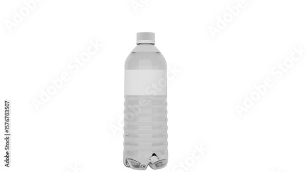 Fototapeta 3D Render a plastic bottle of water with a butterfly on the side