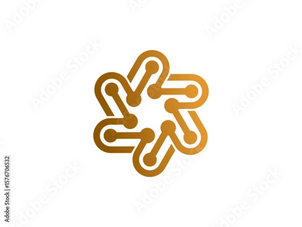 Fototapeta Abstract Golden Interconnected Network Logo Template Design