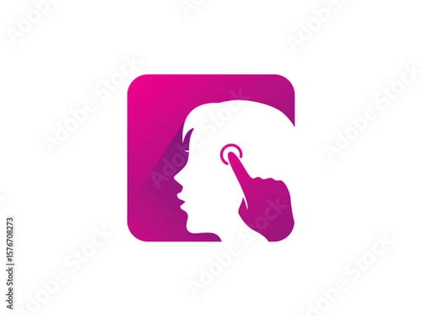 Fototapeta Digital Head Touch Interaction Logo Template Design