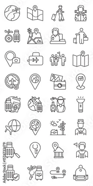 Fototapeta Top Tourist Destinations & Travel Experiences set of web icons in line style. top tourist destinations, travel experiences, world travel and famous landmarks. Vector illustration