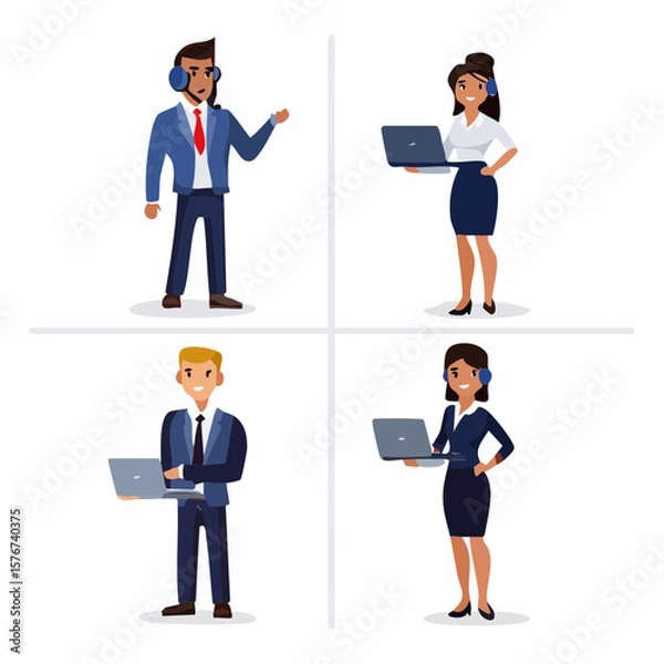 Fototapeta Customer support team graphics for contact centers and service design