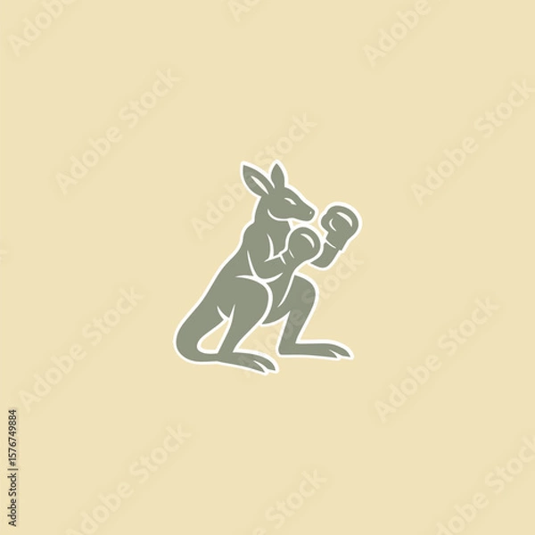 Fototapeta Boxing kangaroo silhouette vector logo in aggressive pose, generative ai