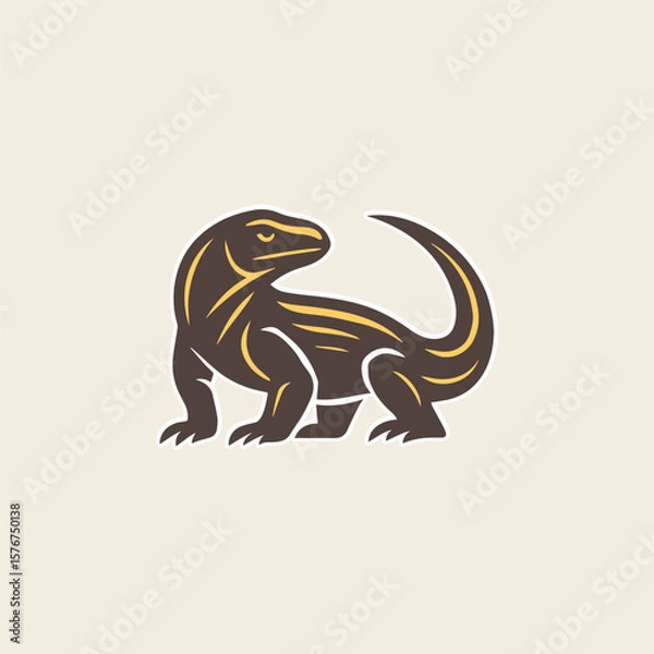 Fototapeta Full body monitor lizard silhouette vector logo in minimal style, generative ai