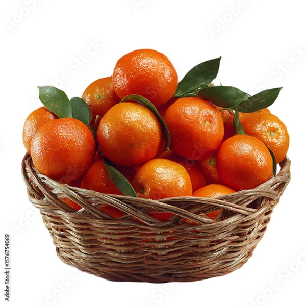 Fototapeta Fresh oranges in a wicker basket