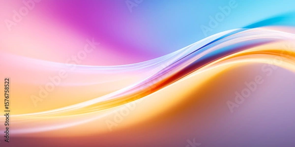 Fototapeta Vibrant abstract wave background with flowing gradients of blue, purple, orange, and yellow. Ideal for modern design, digital art, presentations, and visual branding.